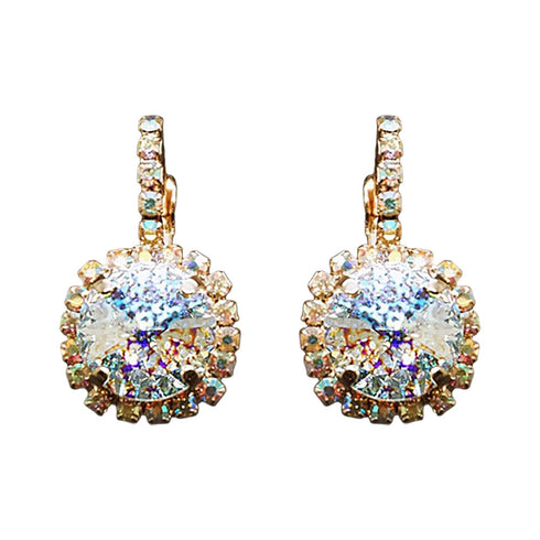 Auskarai "Klaris VII (Balta patina)" su Swarovski™ kristalais